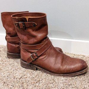 Veronica' Short Boot; Cognac Leather; size 8.5